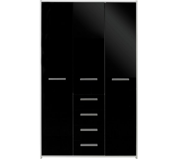 Buy HOME New Sywell 3Pc 3Dr Wardrobe Package White/Black Gloss at