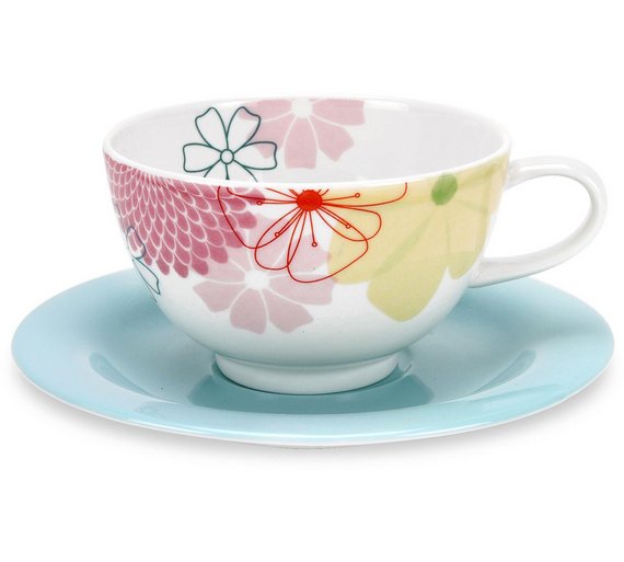 Buy Portmeirion Crazy Daisy Breakfast Cup and Saucer Set of 4 at Argos