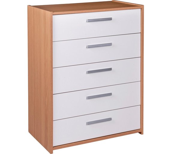 Buy HOME New Sywell 5 Drawer Chest Oak Effect & White Gloss at Argos