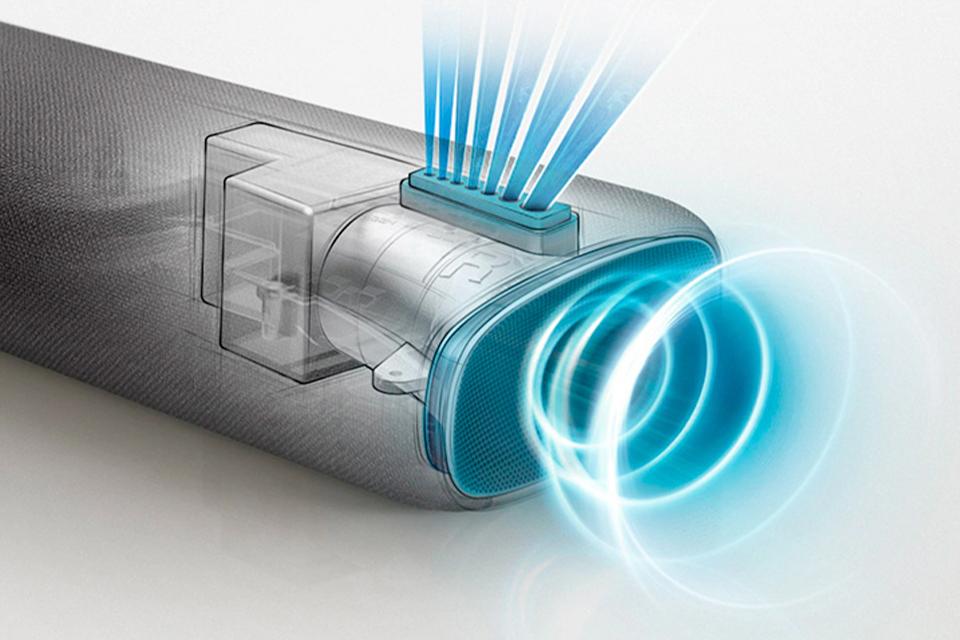 Samsung S60A /S61A soundbar showing integral sidehorn speaker.