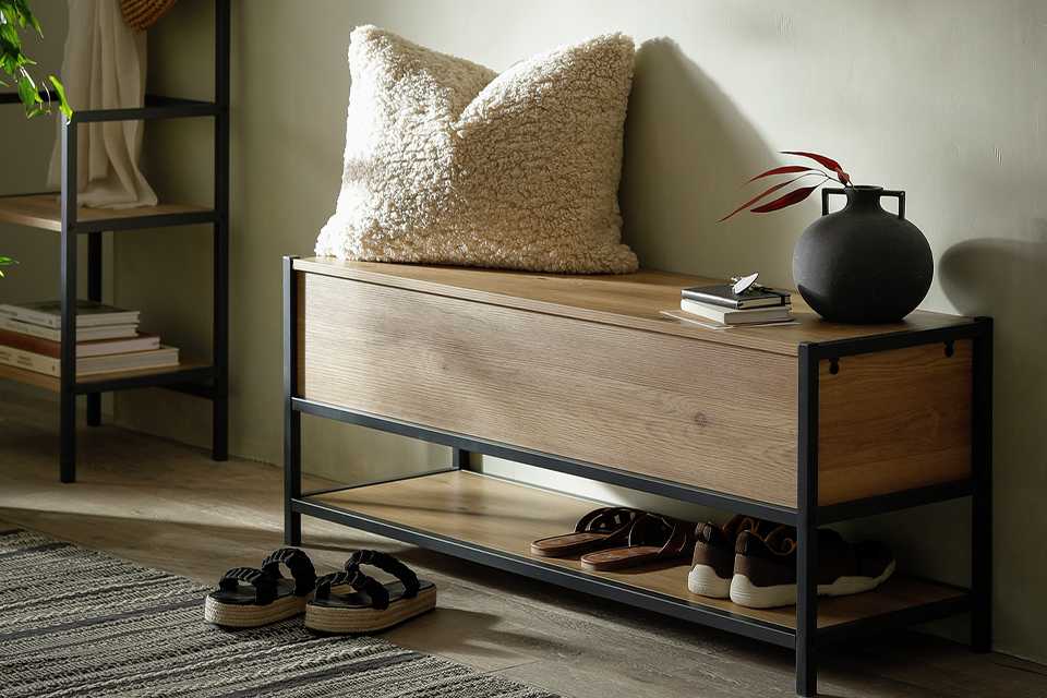 Hallway wooden bench.