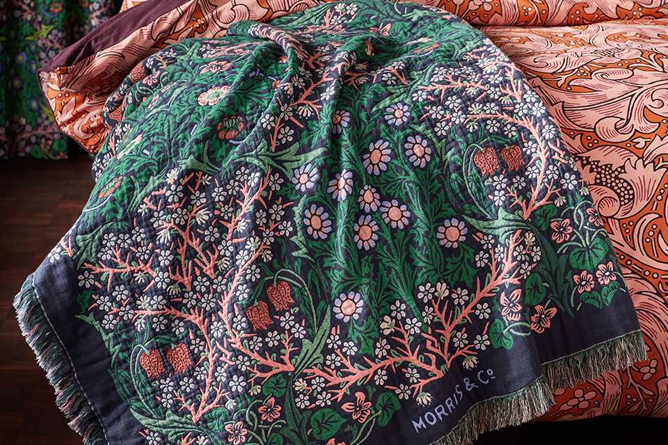 Blackthorn throw in green and vibrant colours pattern.