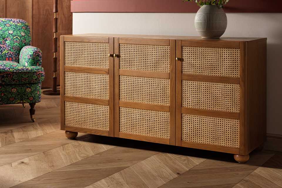 Rattan wooden sidebaord.