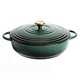 Green cast iron casserole dish.