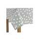 Wipe clean grey and white polka dot table cloth.