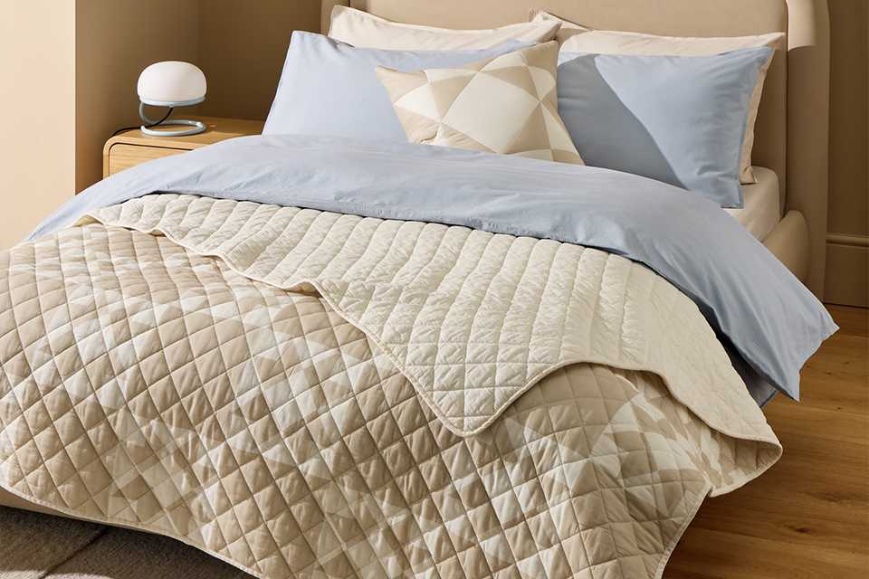 Habitat Quilted Motif Neutral bedspread.