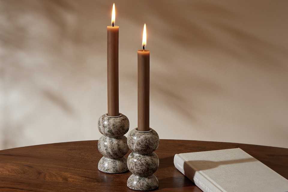 Habitat Marble Candle Holders - Set of 2.