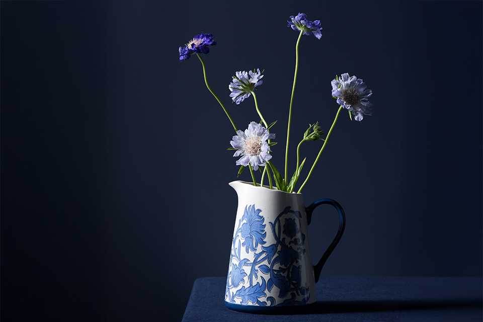 Morris and co. inky fingers jug in large with flowers in jug.