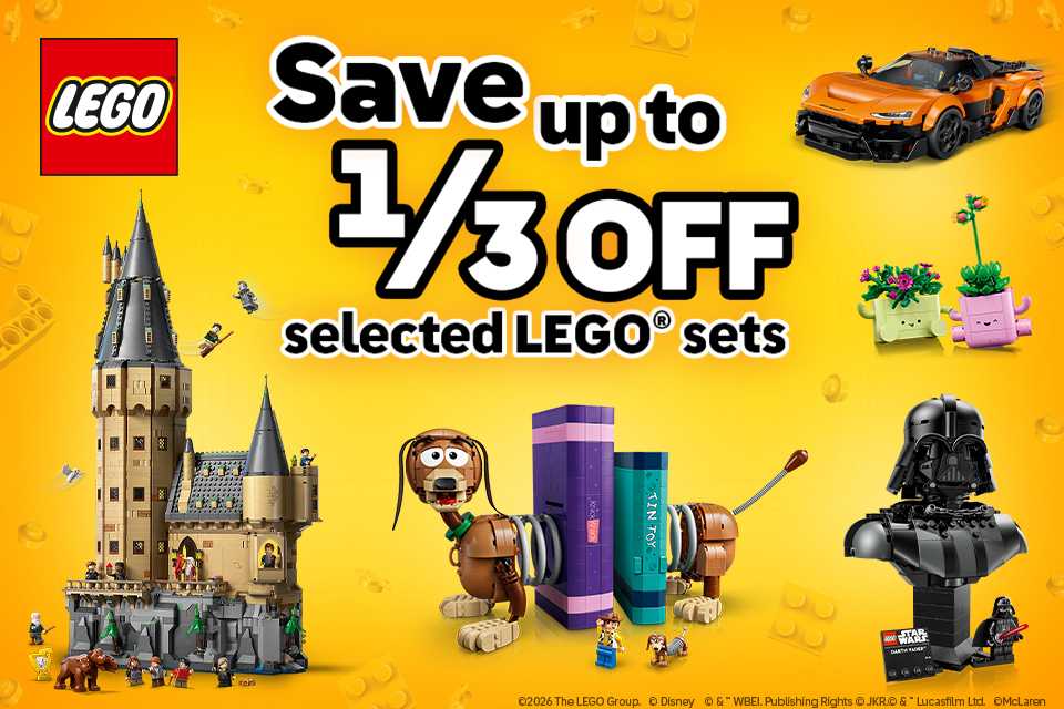 Save up to 1/3 on selected LEGO® sets. Explore sets from Star Wars to Toy Story and more!