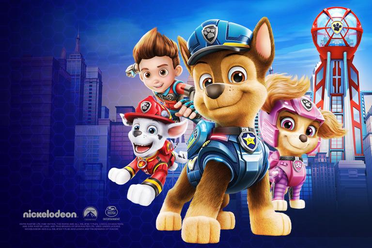 Image shows a selection of Paw Patrol characters, ready for action.