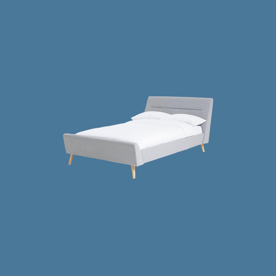 Grey bed.
