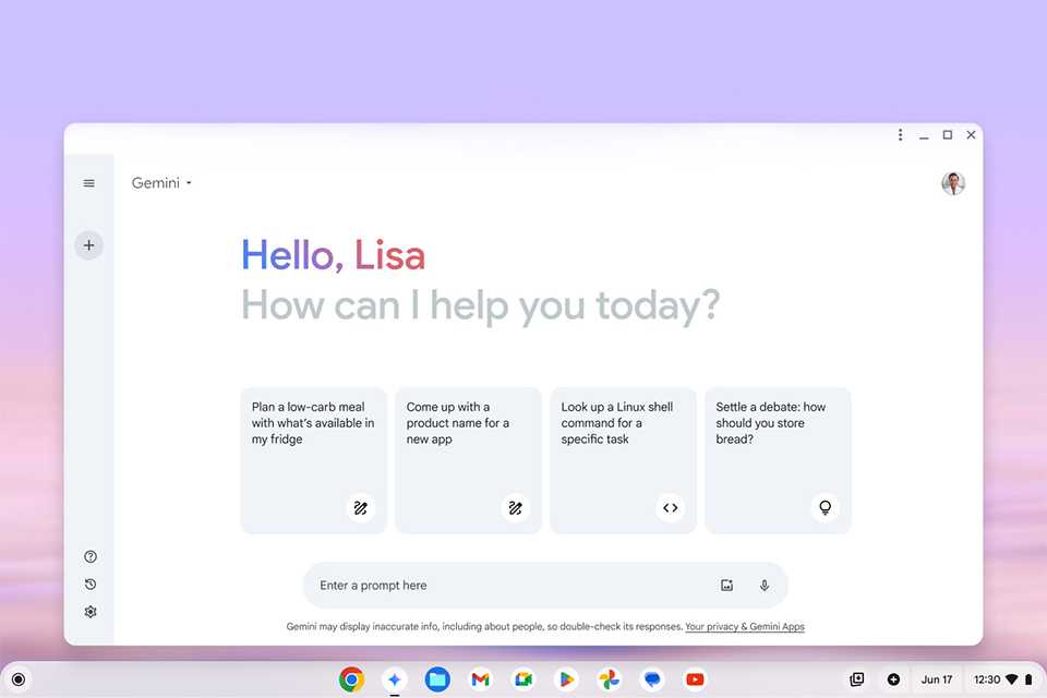 Google's AI, Gemini user interface on a laptop screen.