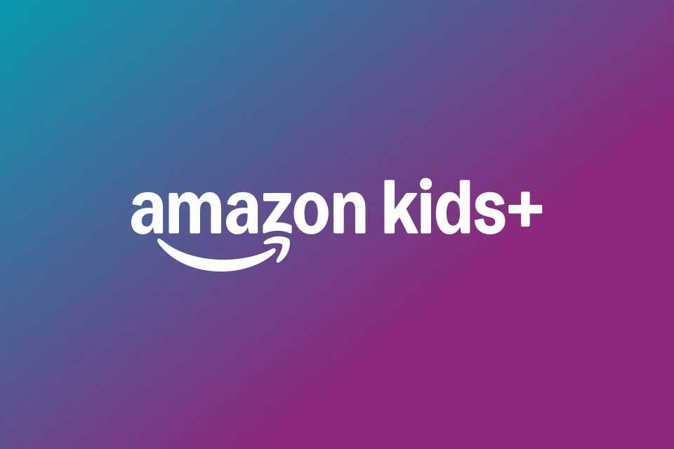 Amazon Kids+ logo on a blue and purple ombre background.