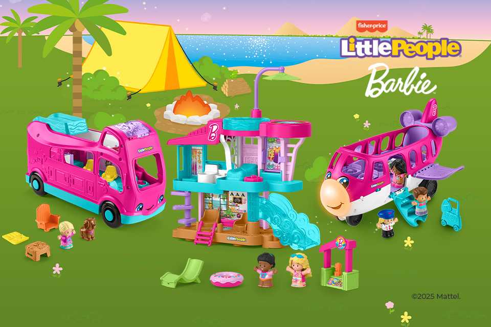 The complete Fisher Price Little People Barbie collection displayed.