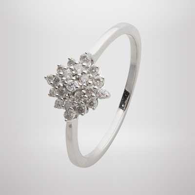 A Revere 9ct White Gold 0.25ct Diamond Cluster ring in size Q.