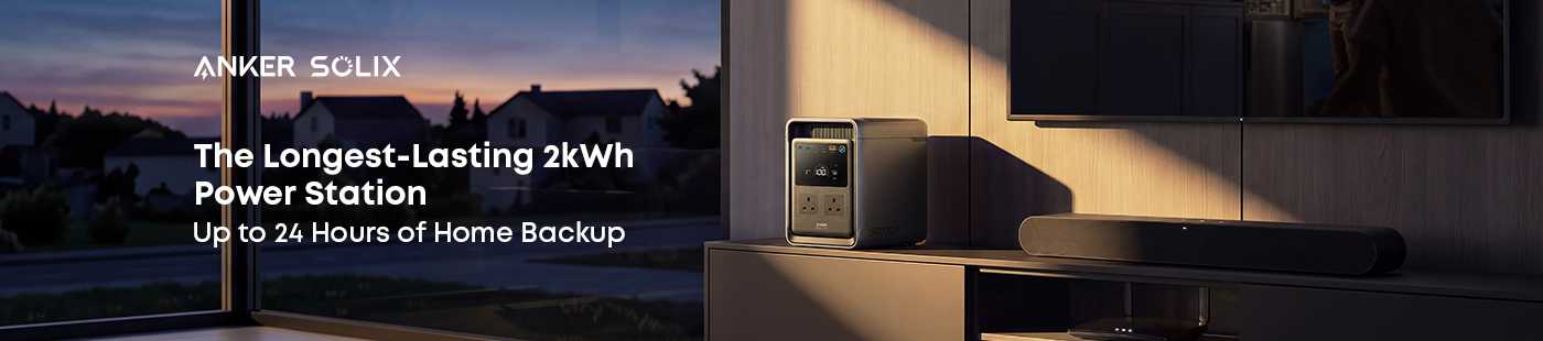 Anker solix. The longest-lasting 2kWh power station. Up to 24 hours of home backup.