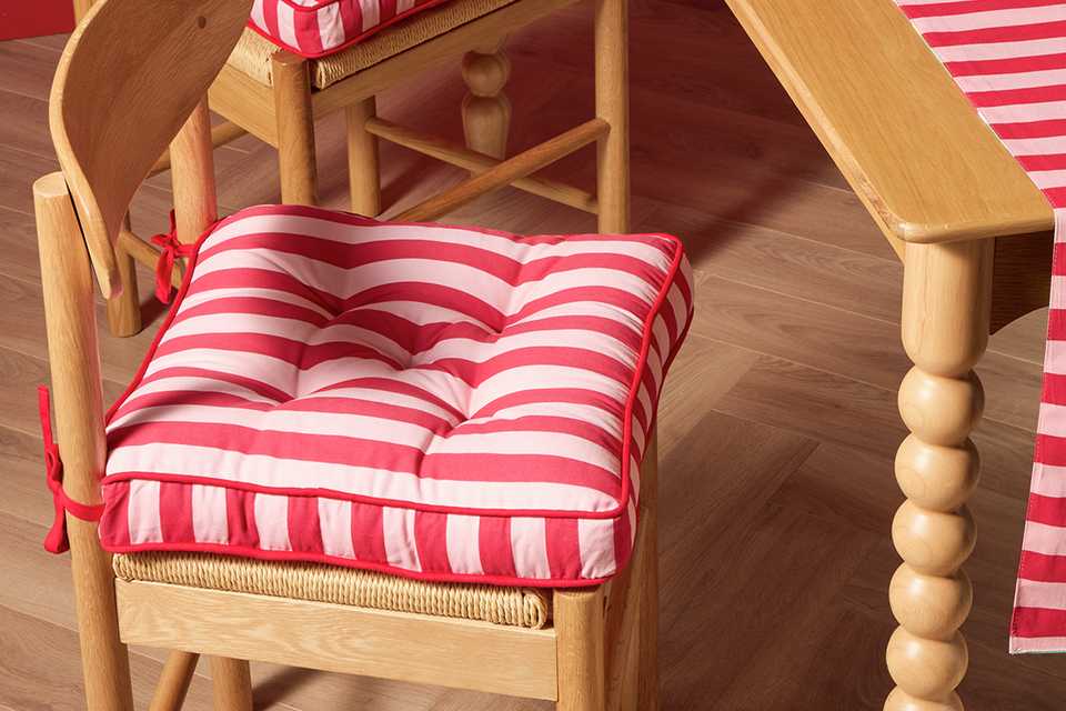 Habitat Striped Pack of 2 Seat Cushion in red colour.