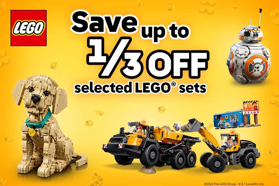 Save up to 1/3 on selected LEGO® sets. Explore sets from Star Wars to Toy Story and more!