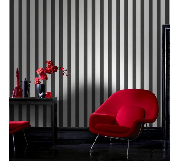 Buy Superfresco Wallpaper Ticking Stripe Charcoal/White at Argos.co