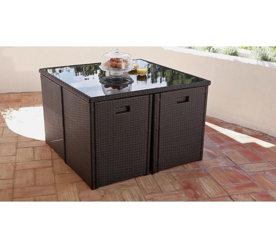 Buy Cube Rattan Effect 4 Seater Patio Set - Black at Argos.co.uk - Your