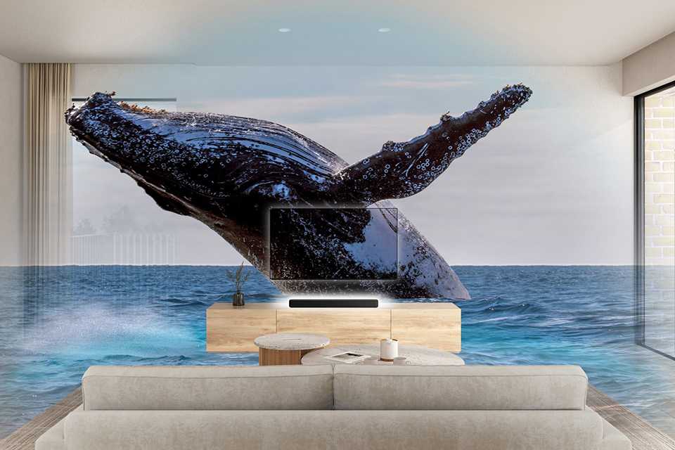 Sony Dolby Atmos soundbar in a living room.