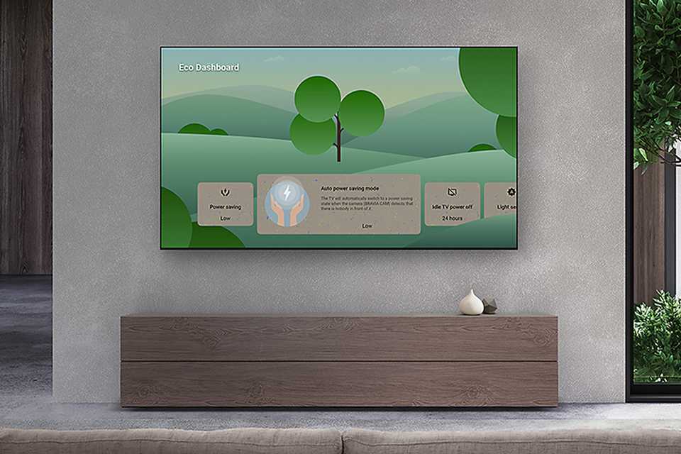 An Eco dashboard open on a Sony TV.