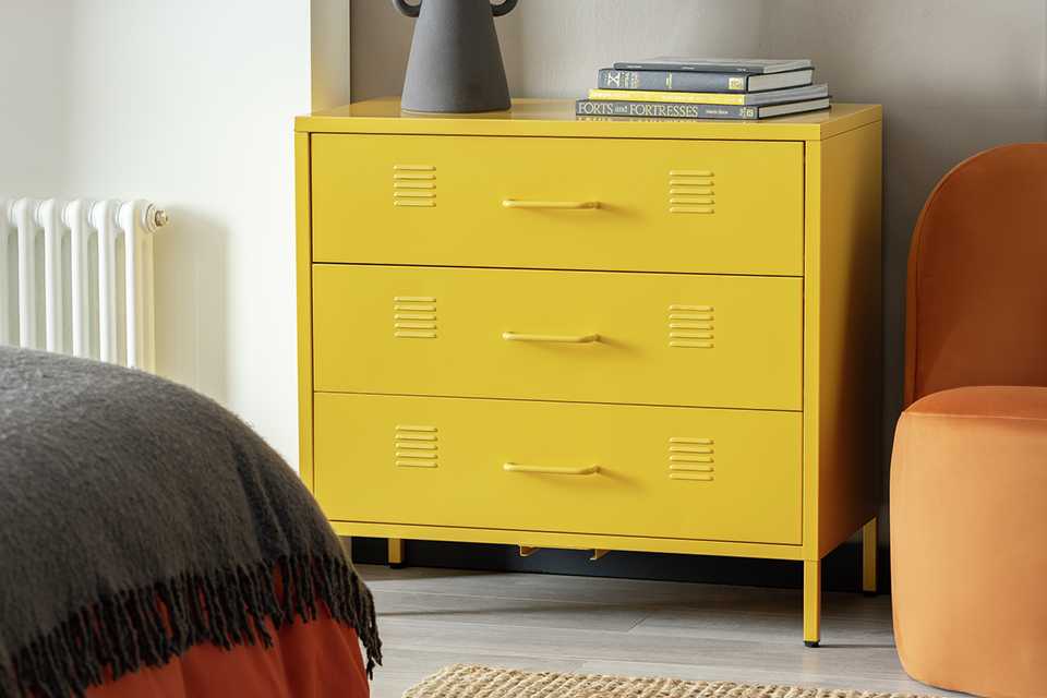 Habitat Stevie 3 Drawer Chest in Yellow Colour.