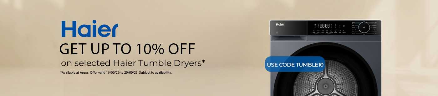 Haier. Get up to 10% off on selected Haier tumble dryers*.