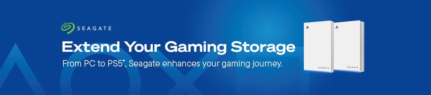 Seagate. Extend your gaming storage from PC to PS5, Seagate enhances your gaming journey.