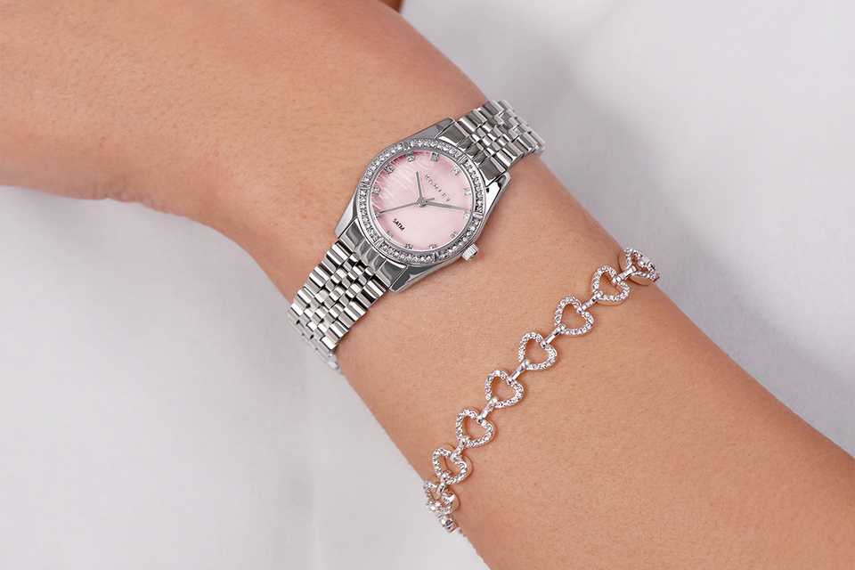 Radley Soft Sports Silver Stone Set Watch and Bracelet Set.