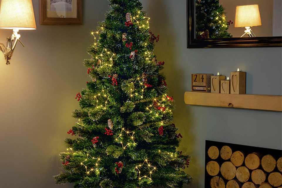 A Premier Decorations 4ft pre-lit snow tip Christmas tree.