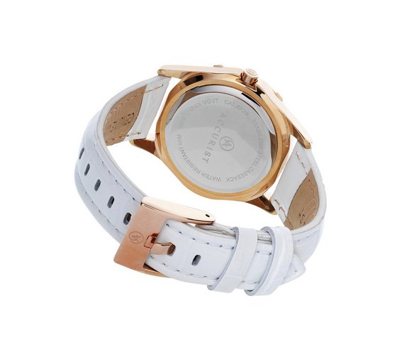 Buy Accurist Ladies' Rose Gold Dial and White Strap Watch at Argos.co