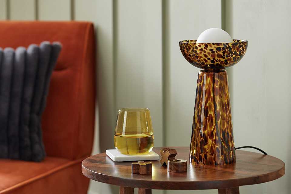 Home accessories on side table.