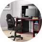 A black Argos Home faux leather mid back gaming chair.