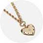 A gold heart-shaped pendant and a chain.