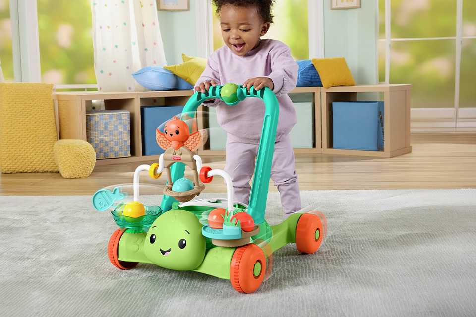 Fisher Price Moves with You Turtle Walker, Baby & Toddler Activity Push Toy.