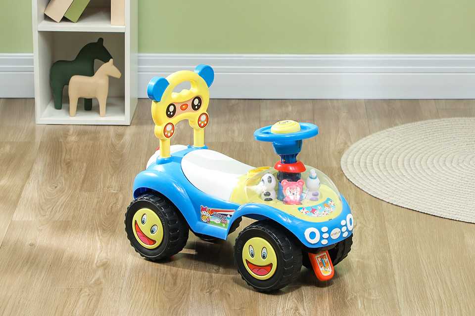 AIYAPLAY 18-36 Months Music and Lights Foot to Floor Ride on Car in blue colour.