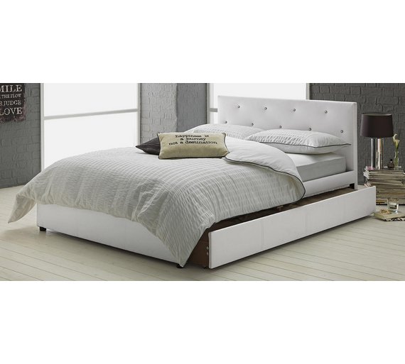 Serene Tivoli White 4ft Small Double Faux Leather Bed Frame