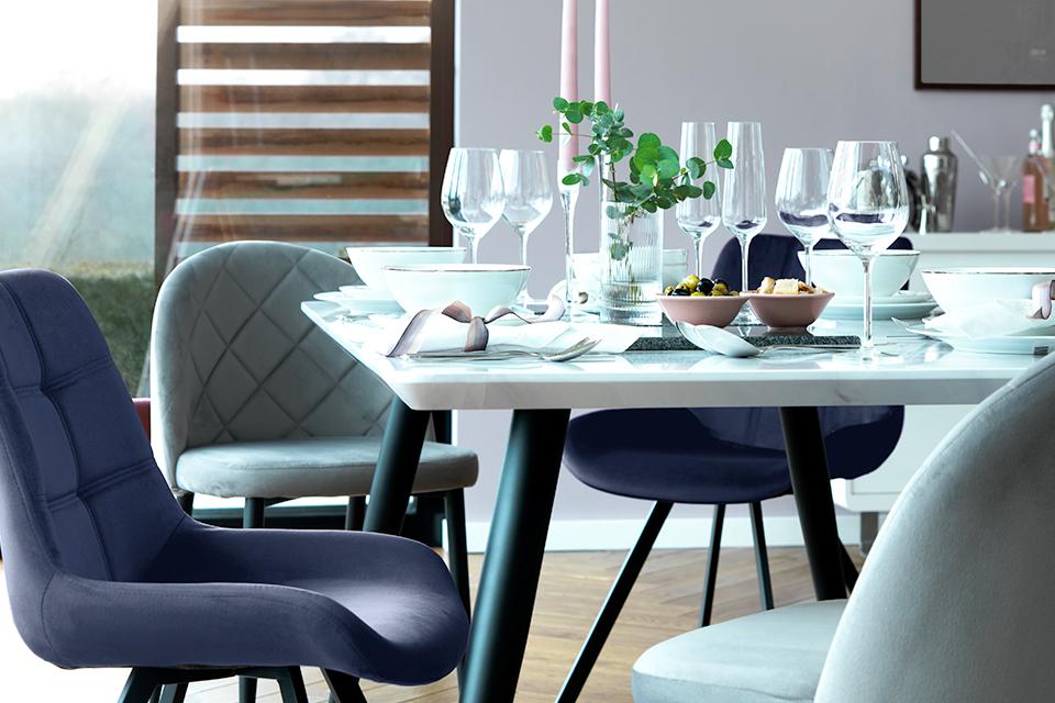 Dining table and chairs.