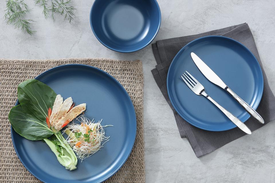 Argos Home Brights 12 Piece Dinner Set - Matt Navy.