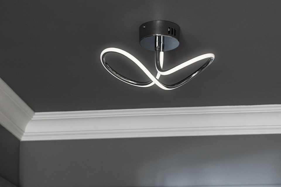 Chrome LED ceiling light.