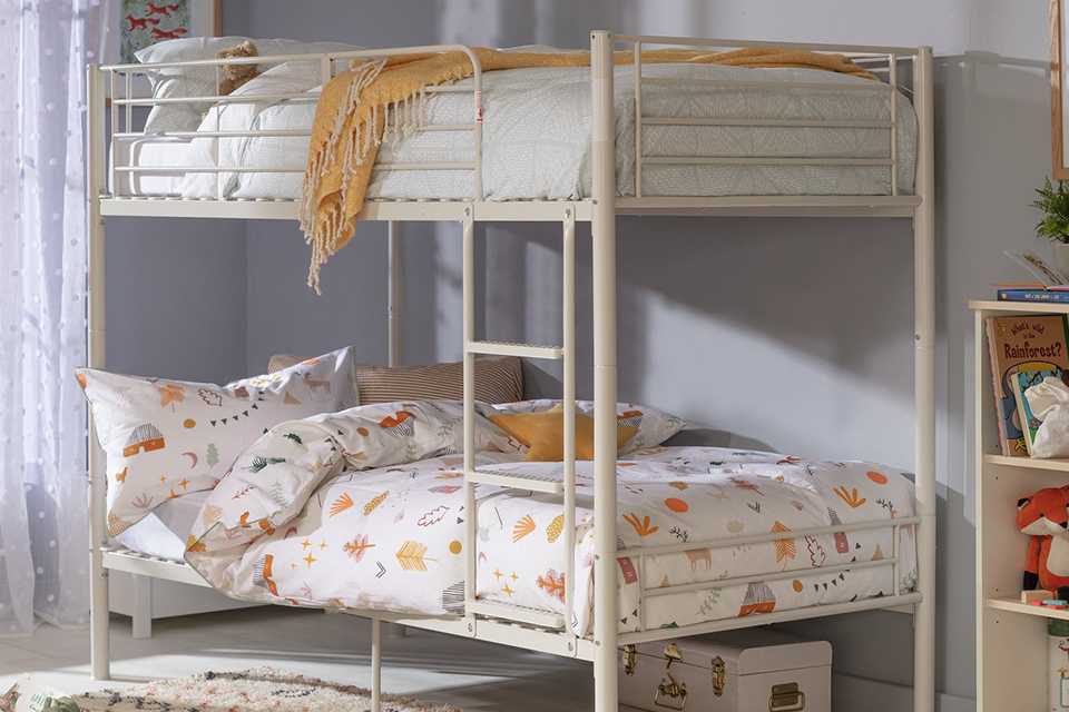 An Argos Home Mason take home today metal white bunk bed.