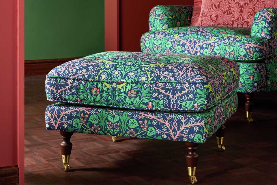 Habitat x Morris & Co. Merton Blackthorn Fabric Footstool.
