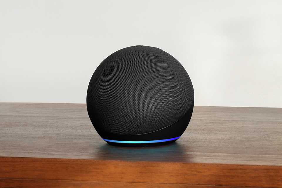 A blue Amazon Echo Dot 5 Smart Speaker with Alexa.