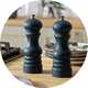 Salt and pepper mills.