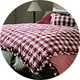 A 200x220cm Habitat Gingham Quilted Bedspread in berry.