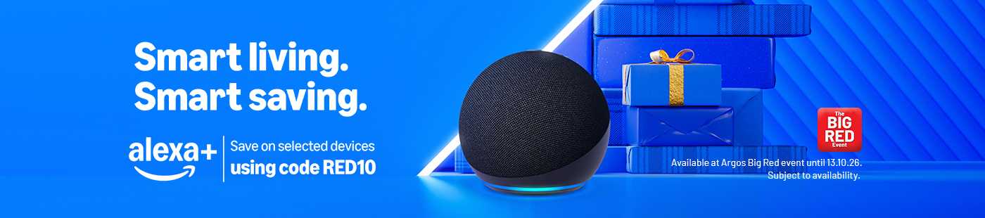 The Big Red Event. Amazon alexa+. Smart living. Smart saving. Save on selected devices using code RED10.