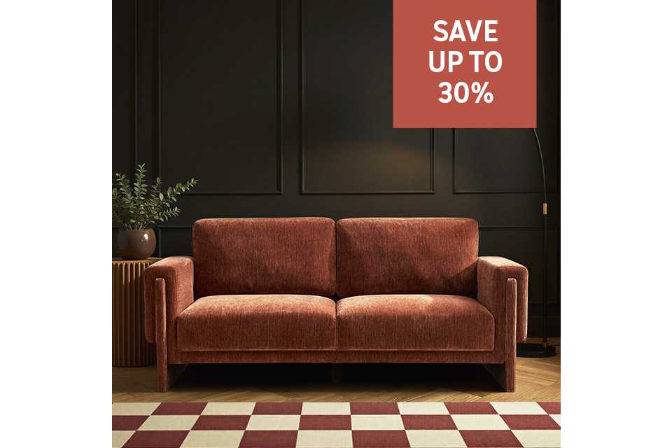 Save up to 30% on selected furniture. Use codes RED10, RED20, & RED30