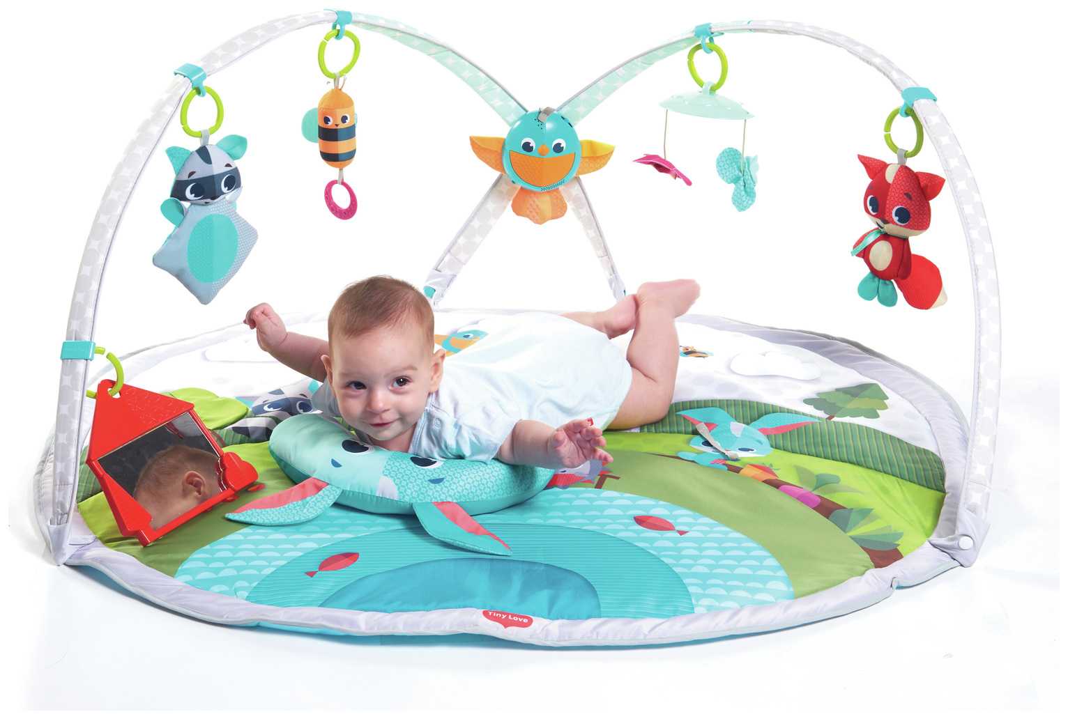 A baby on a playmat.