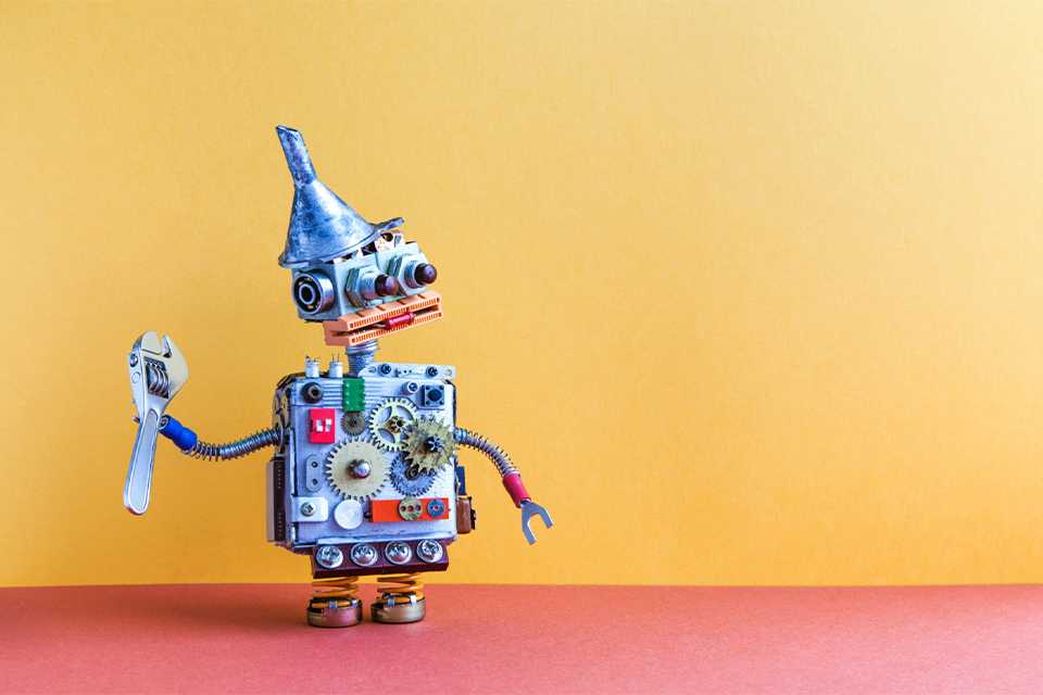 A cartoon robot.